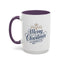 Christmas Mug - Merry Christmas Blue Text Gold Ornaments