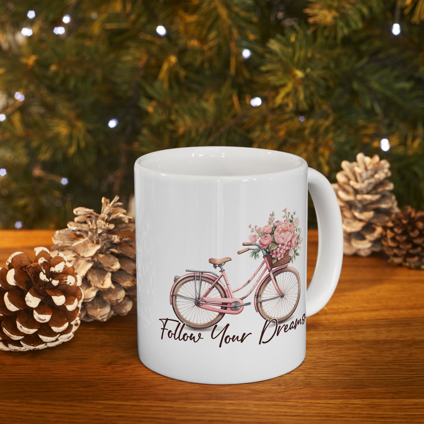 Motivation Mug - Follow Your Dreams Pink Bike