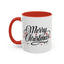 Christmas Mug - Merry Christmas Black Text Red Ornaments