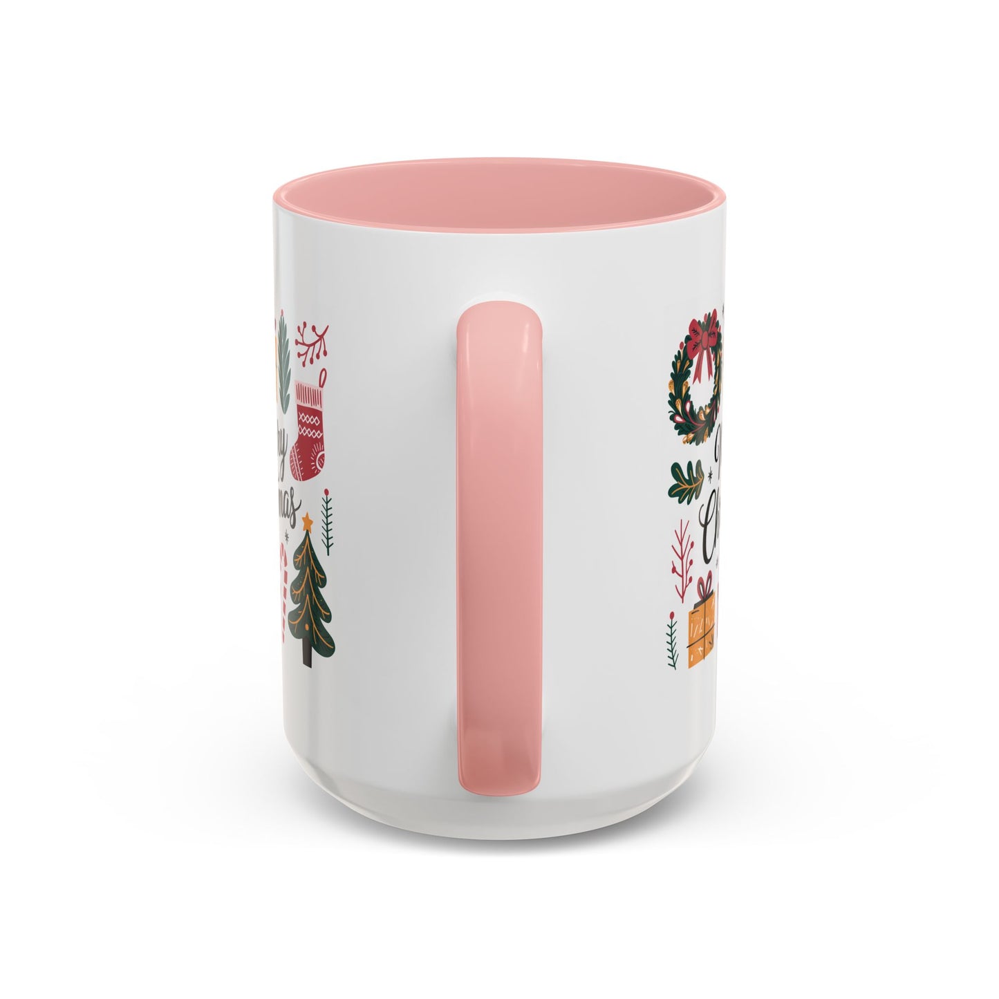 Christmas Mug - Merry Christmas Green Text Presents Tree Candy Cane