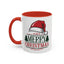 Christmas Mug - Merry Christmas Green & Red Text Red Hat