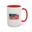 Christmas Mug - Merry Christmas Green & Red Text Santa Bag