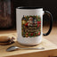 Christmas Mug - Merry Christmas Cream Text Santa Ok Light Bow Ornaments