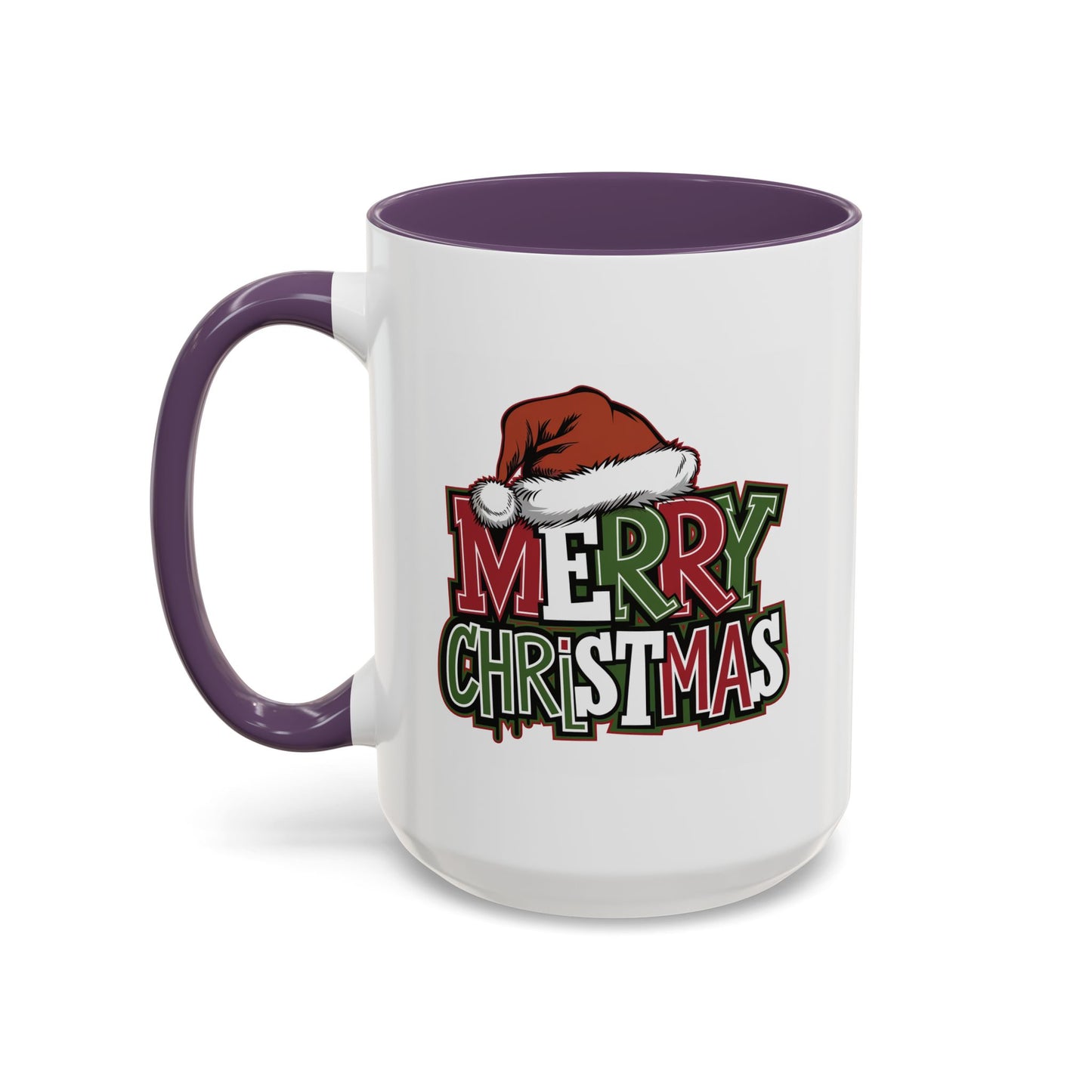 Christmas Mug - Merry Christmas Red Green & White Graffiti Hat