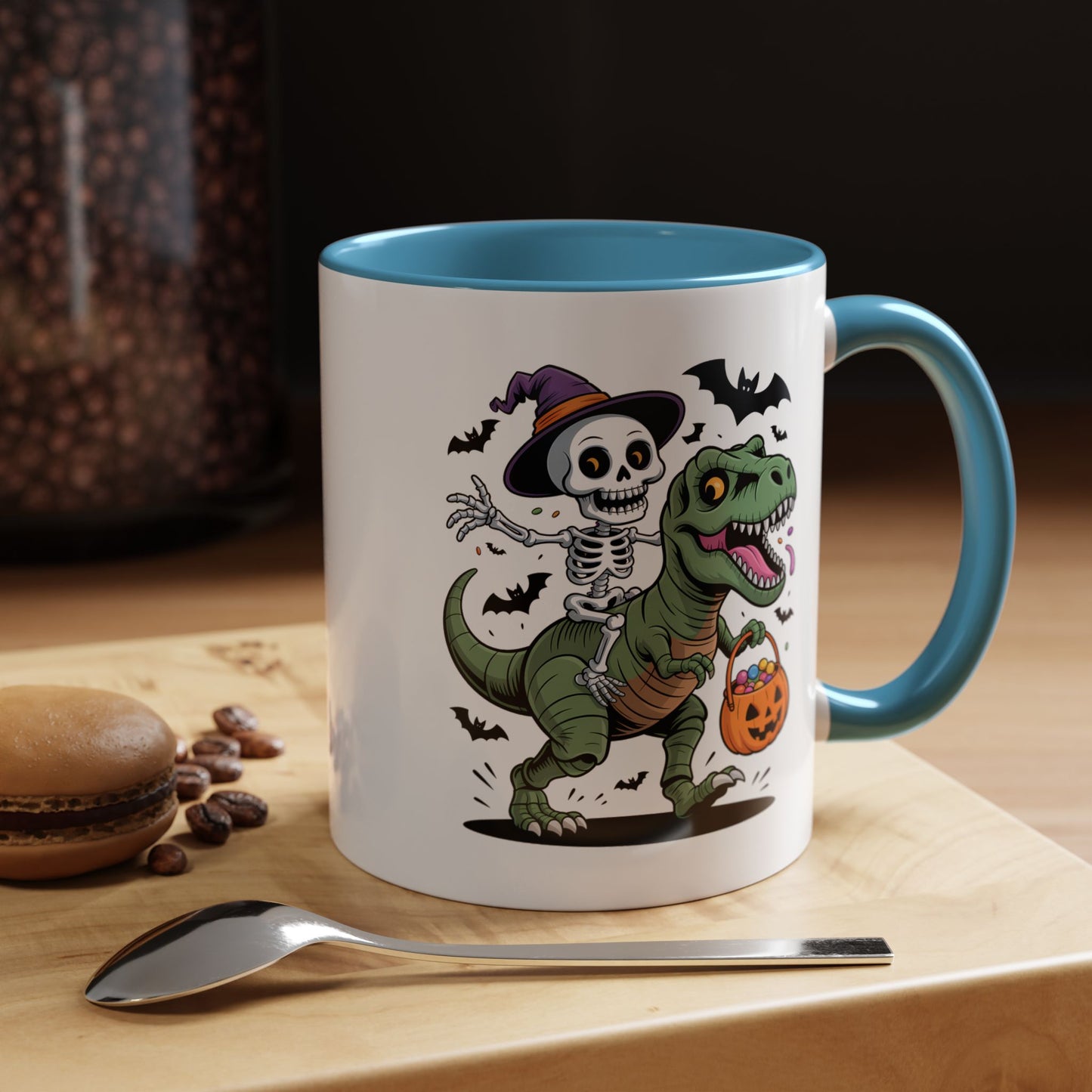 Halloween Mug - Skeleton Riding Dinosaur
