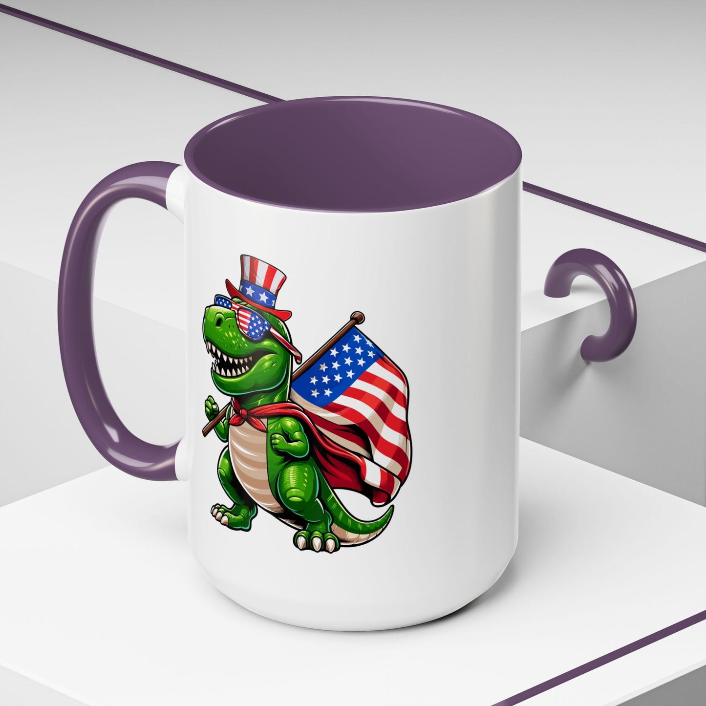 4th of July Mug - T Rex Dinosaur USA Flag