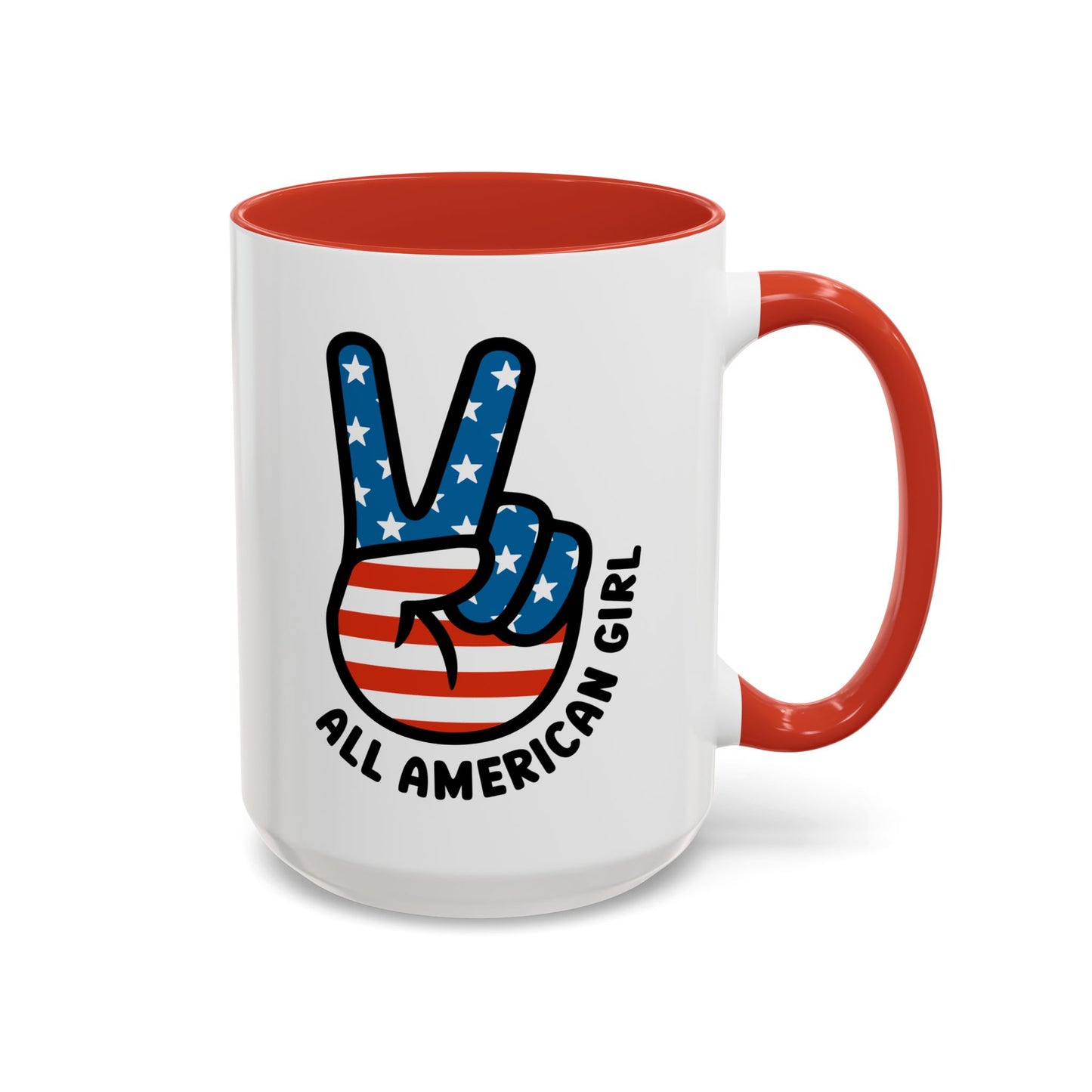 4th of July Mug - All American Girl Peace Sign
