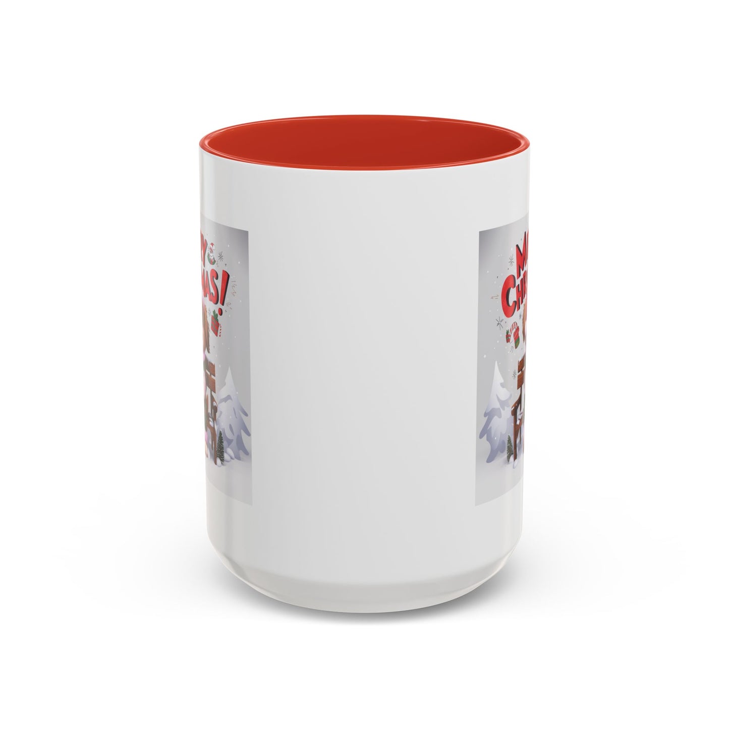 Christmas Mug - Merry Christmas Red Text Puppy Green & Red Top