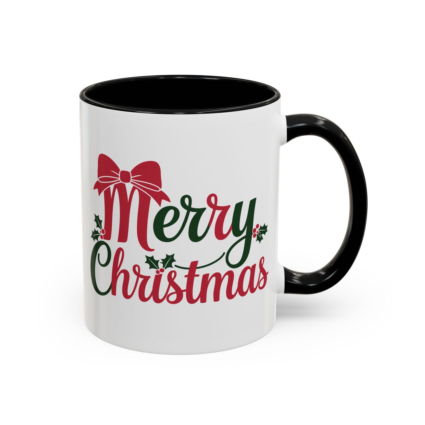 Christmas Mug - Merry Christmas Red & Green Text Bow