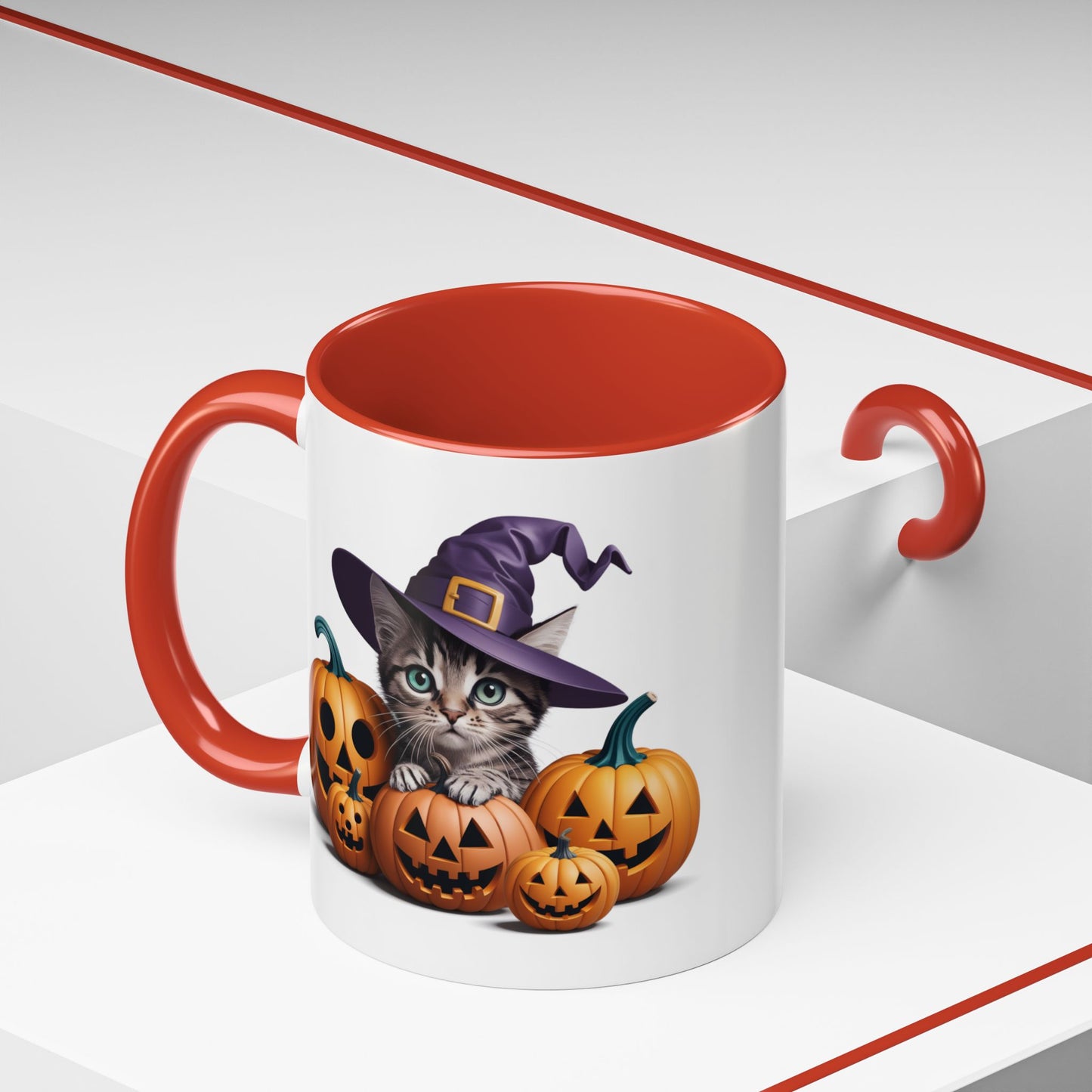 Halloween Mug - Witch Cat Hiding In Pumpkins