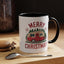 Christmas Mug - Merry Christmas Maroon Text Camper Trees Snowflakes