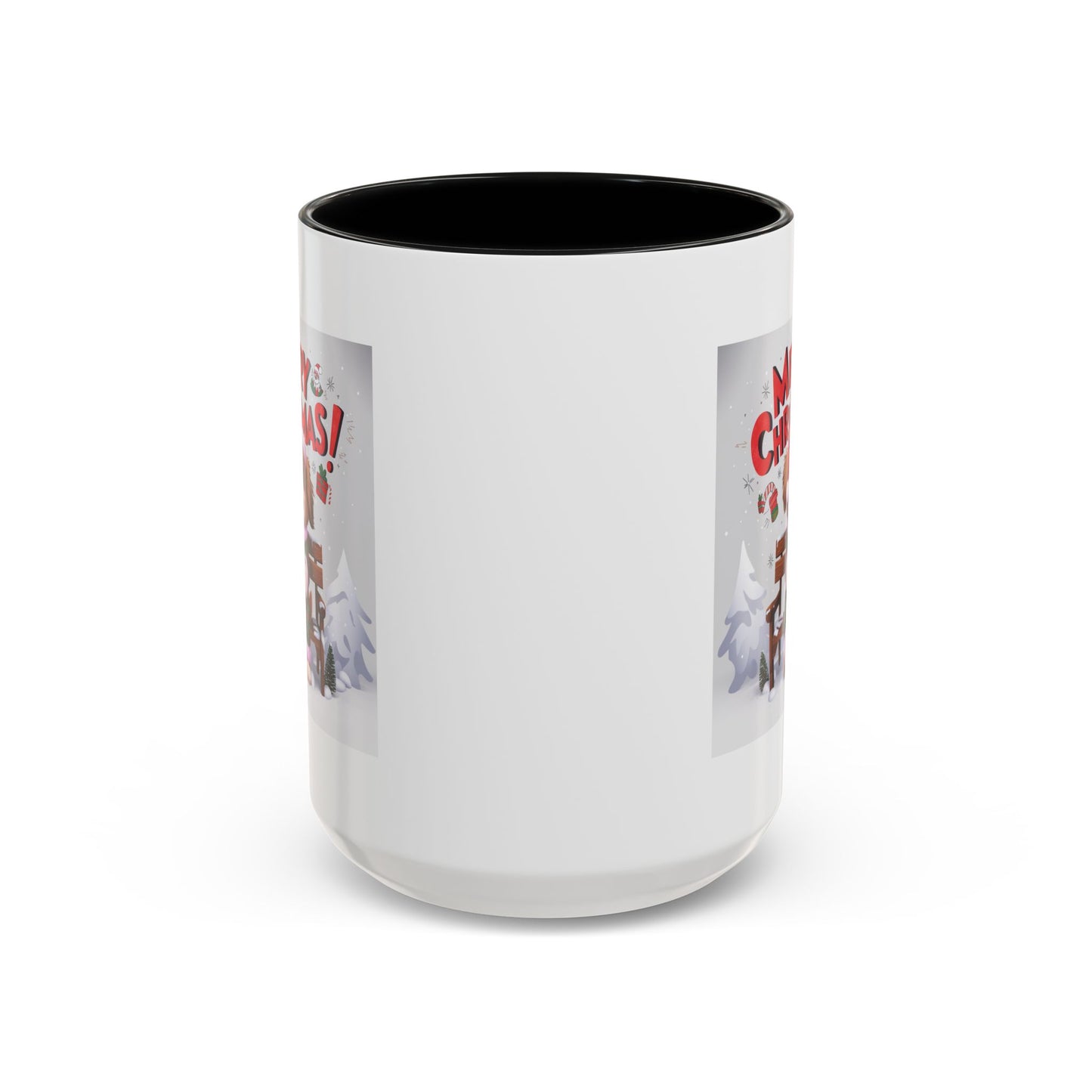 Christmas Mug - Merry Christmas Red Text Puppy Green & Red Top