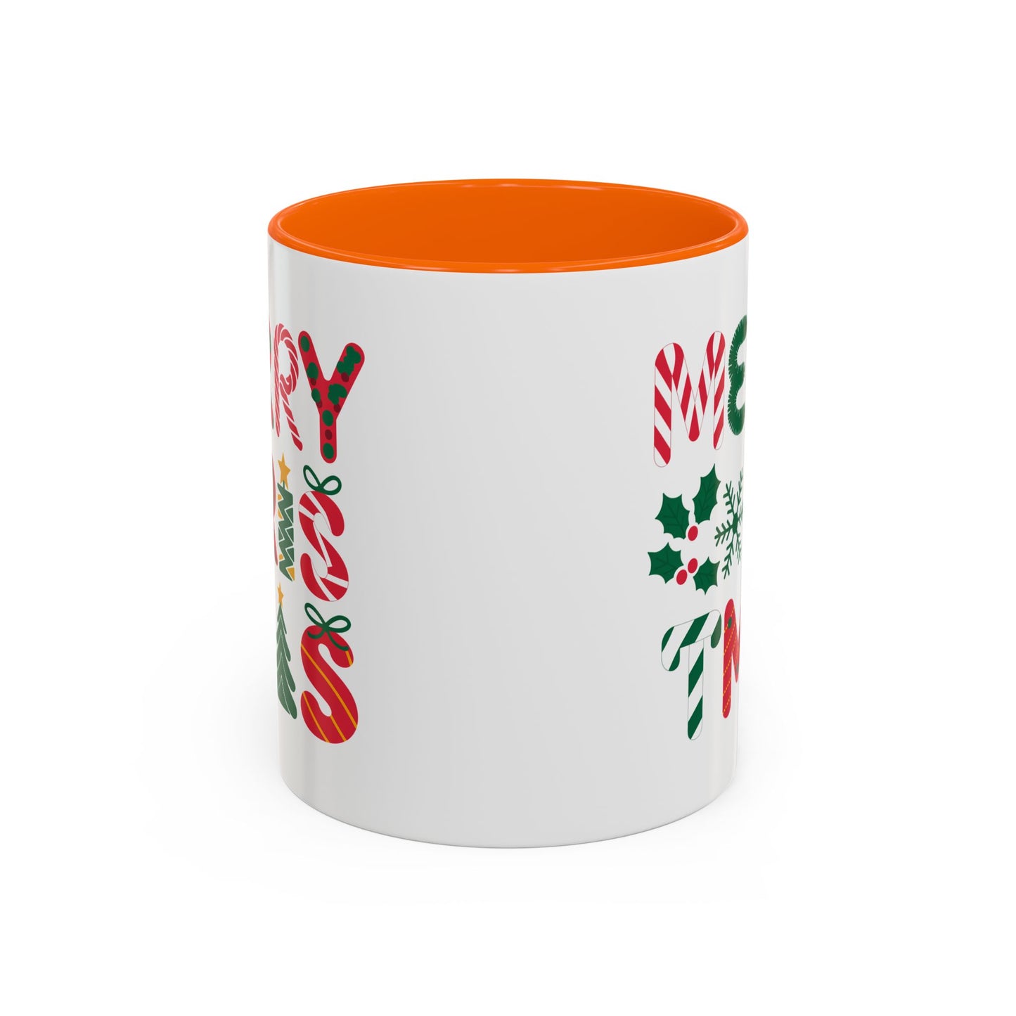 Christmas Mug - Merry Christmas Red Green & Gold Decorative Text