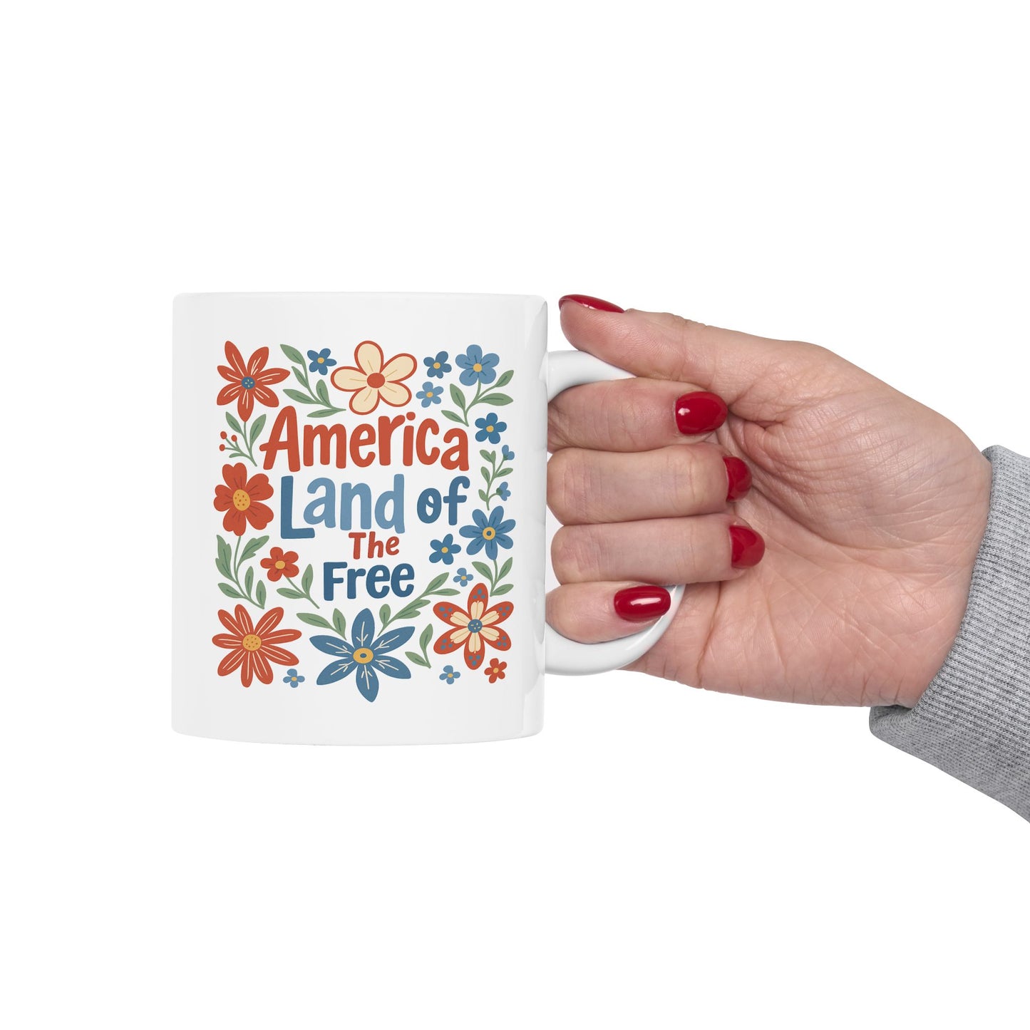 4th of July Mug - America Land of the Free Floral