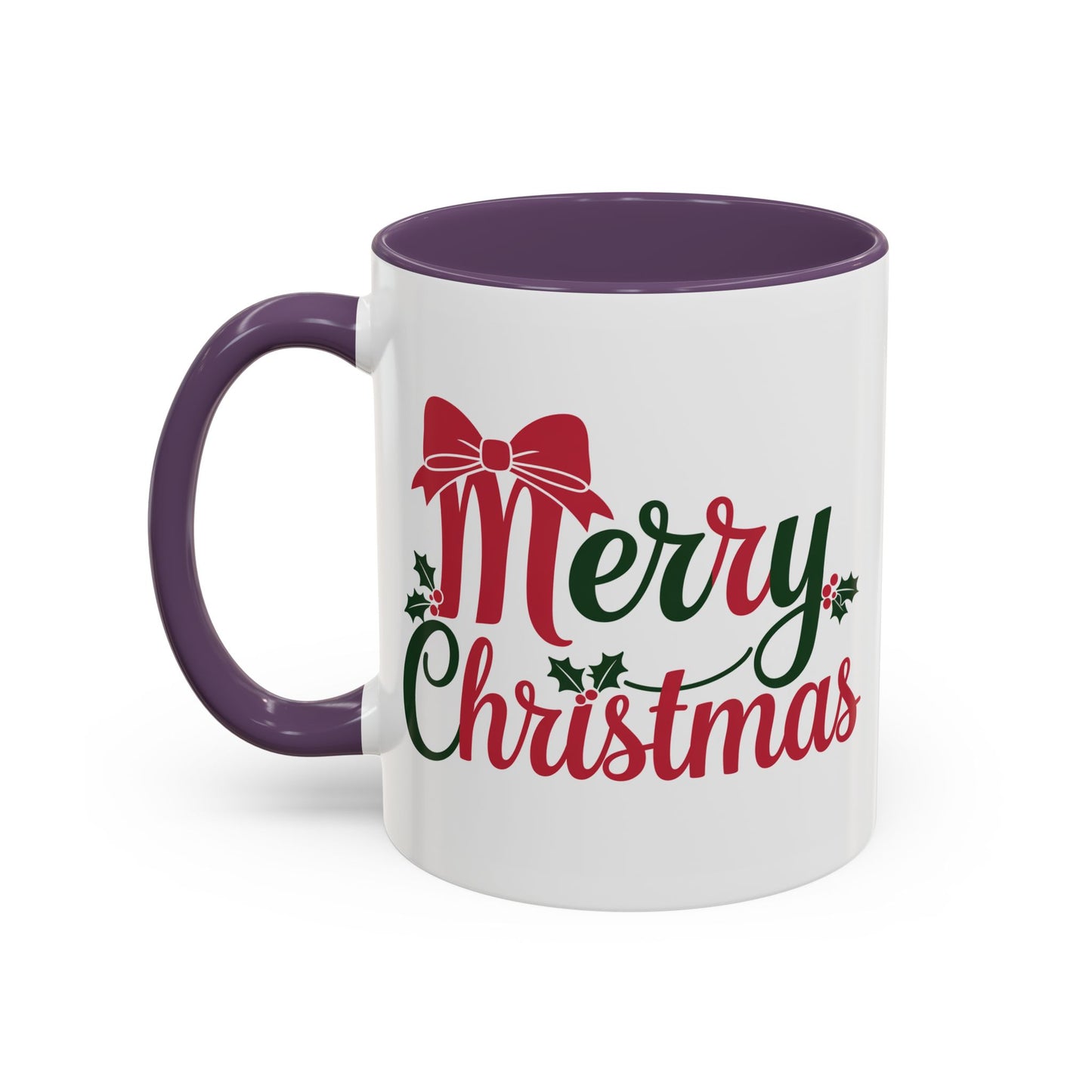 Christmas Mug - Merry Christmas Red & Green Text Bow