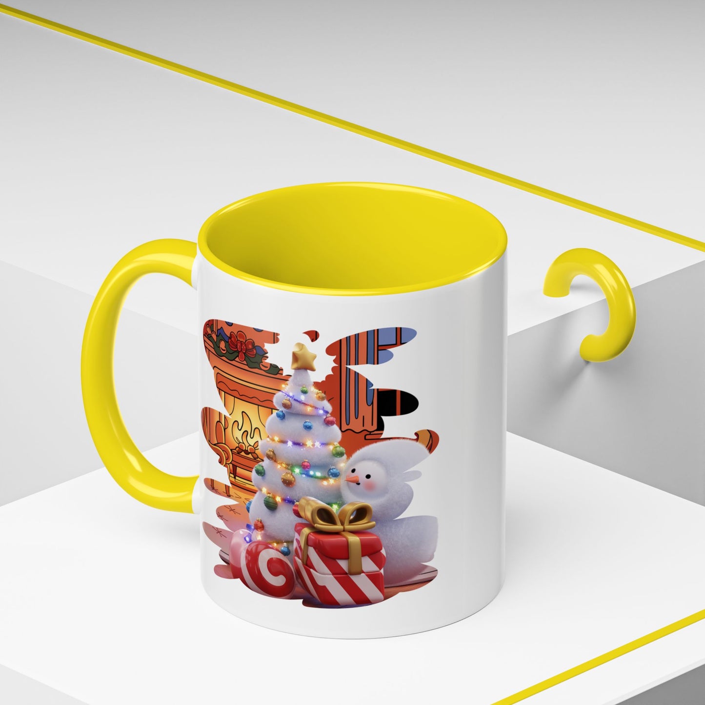 Christmas Mug - Snowman Tree Presents Fireplace