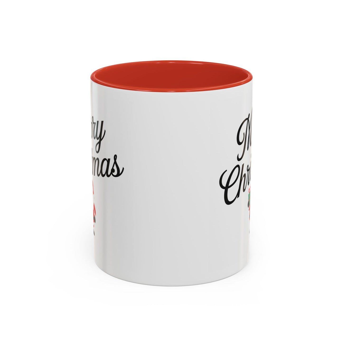 Christmas Mug - Merry Christmas Black Text Santa Present