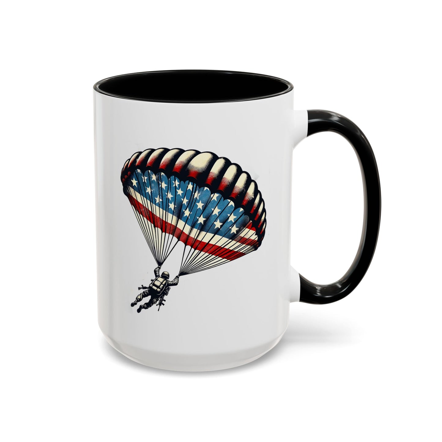 4th of July Mug - Airborne Soldier Parachute Flag