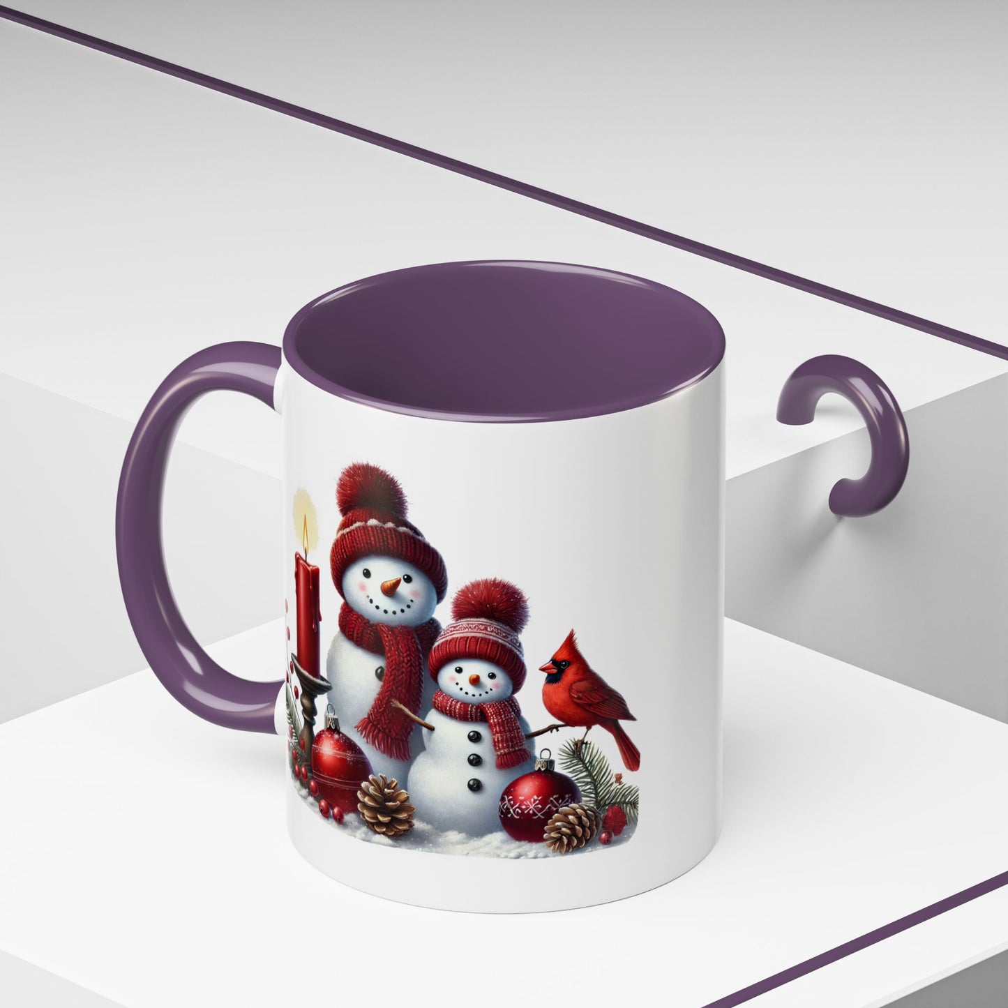 Christmas Mug - Burgundy Snowman Family