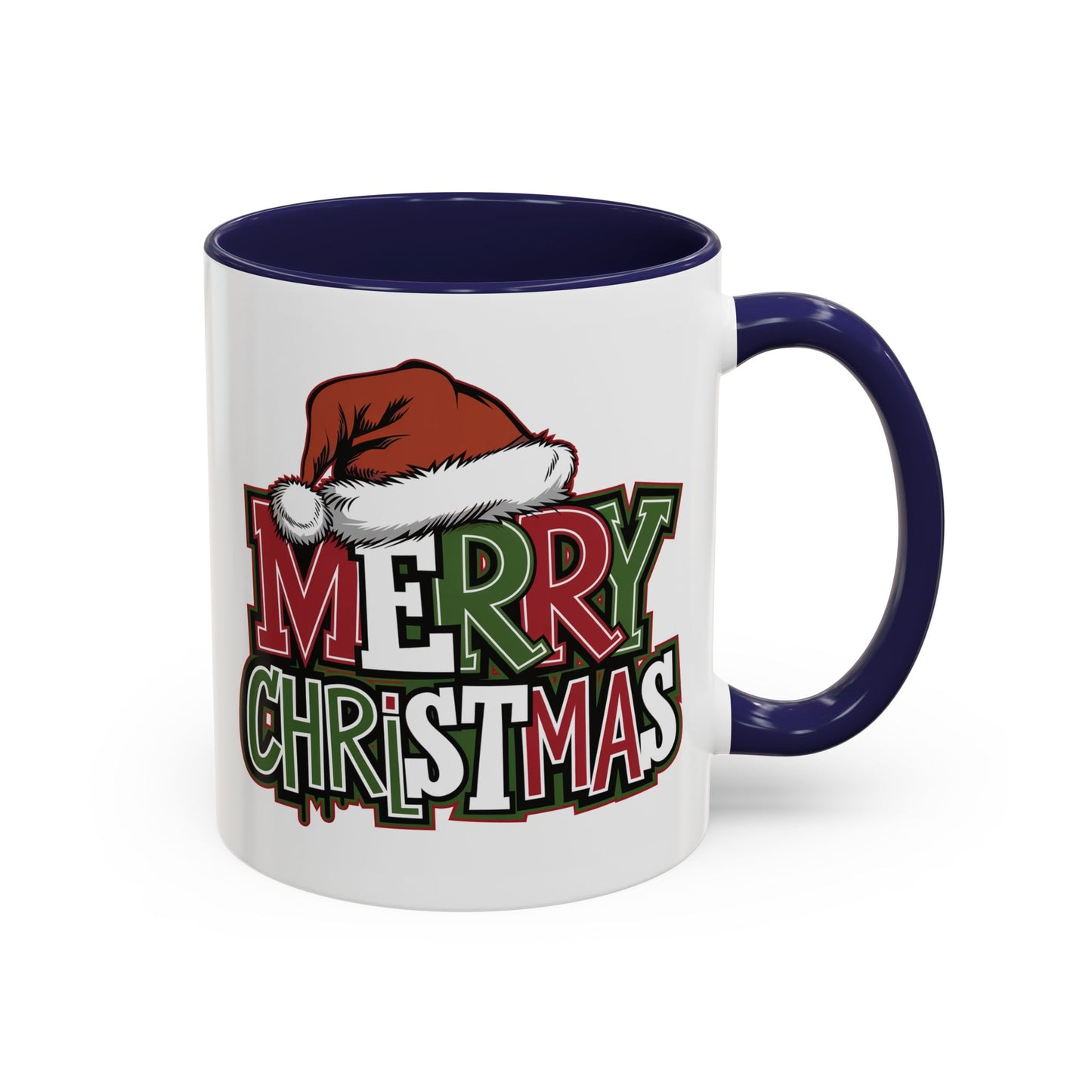 Christmas Mug - Merry Christmas Red Green & White Graffiti Hat