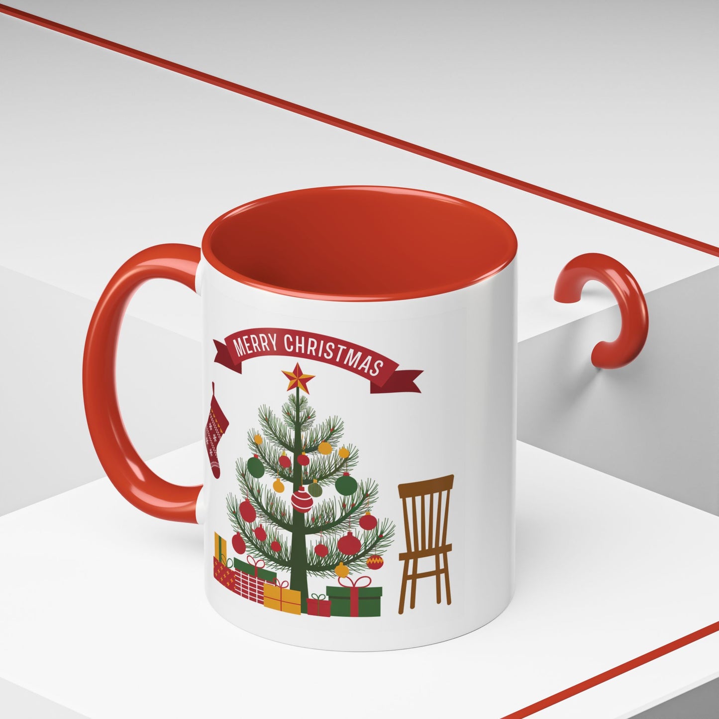 Christmas Mug - Merry Christmas Banner Tree Presents