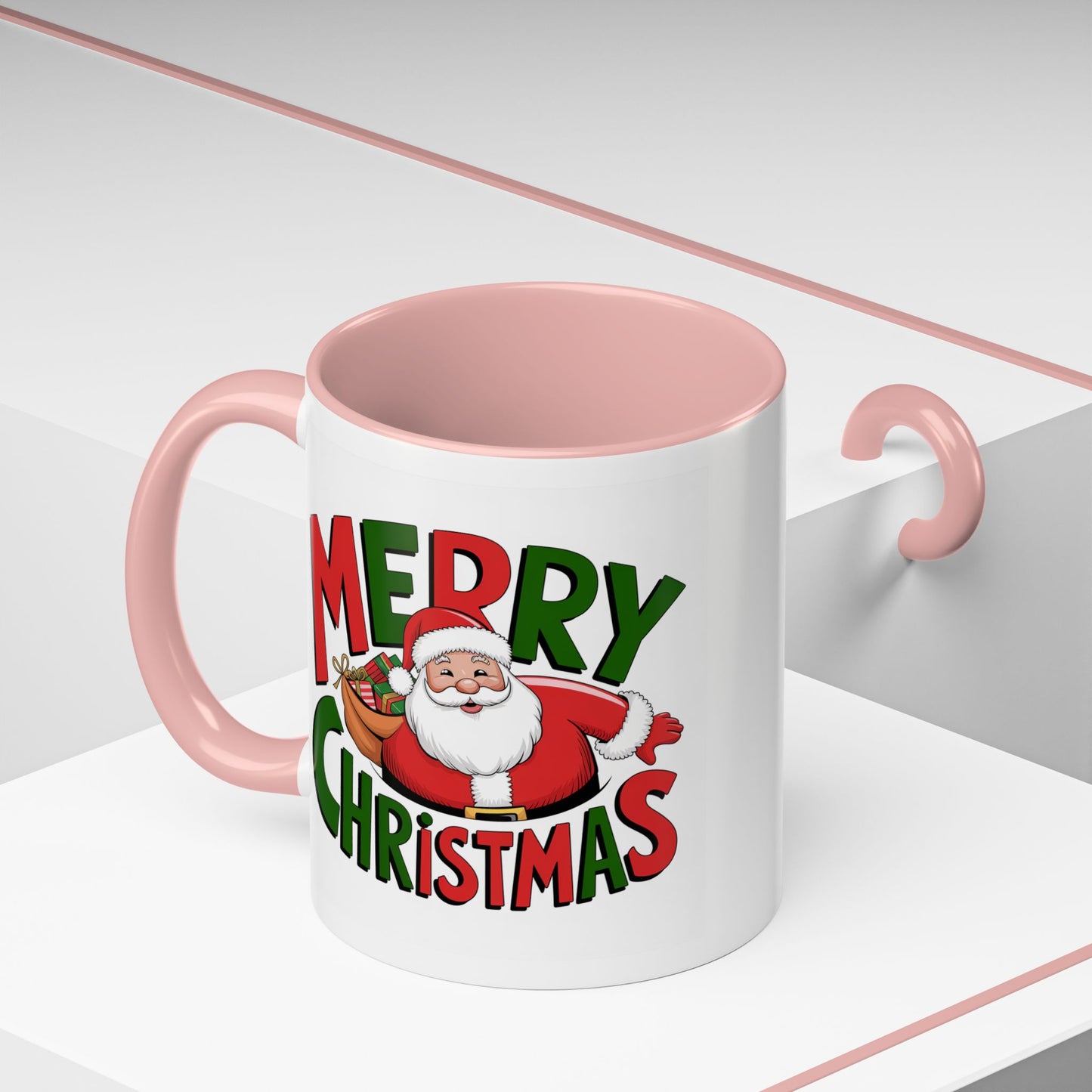 Christmas Mug - Green & Red Text Santa Presents
