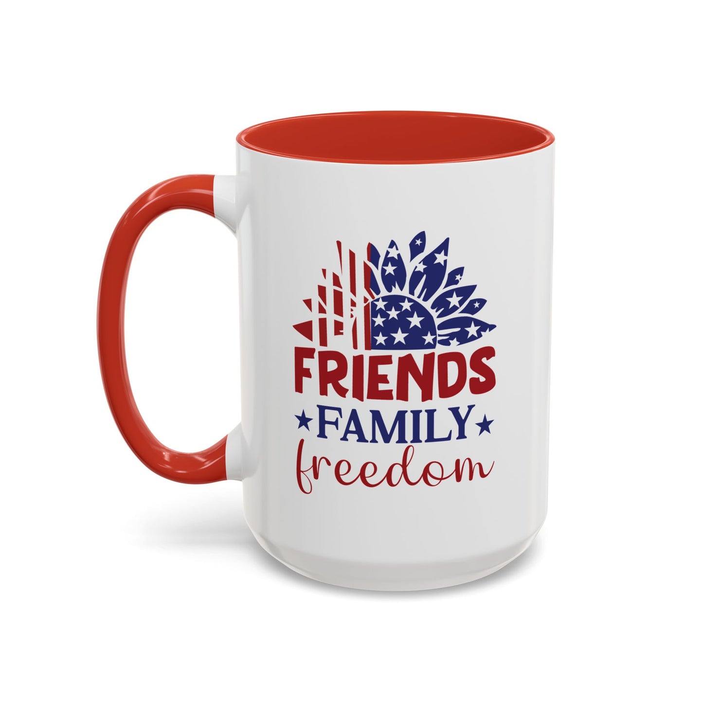 4th of July Mug - Friends Family Freedom Sunflower