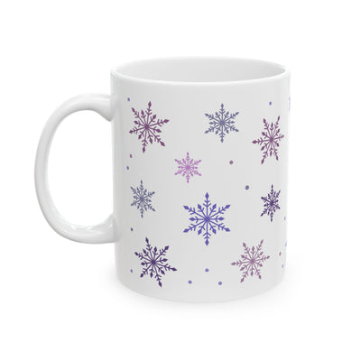 Christmas Mug - Pink & Purple Snowflakes Pattern