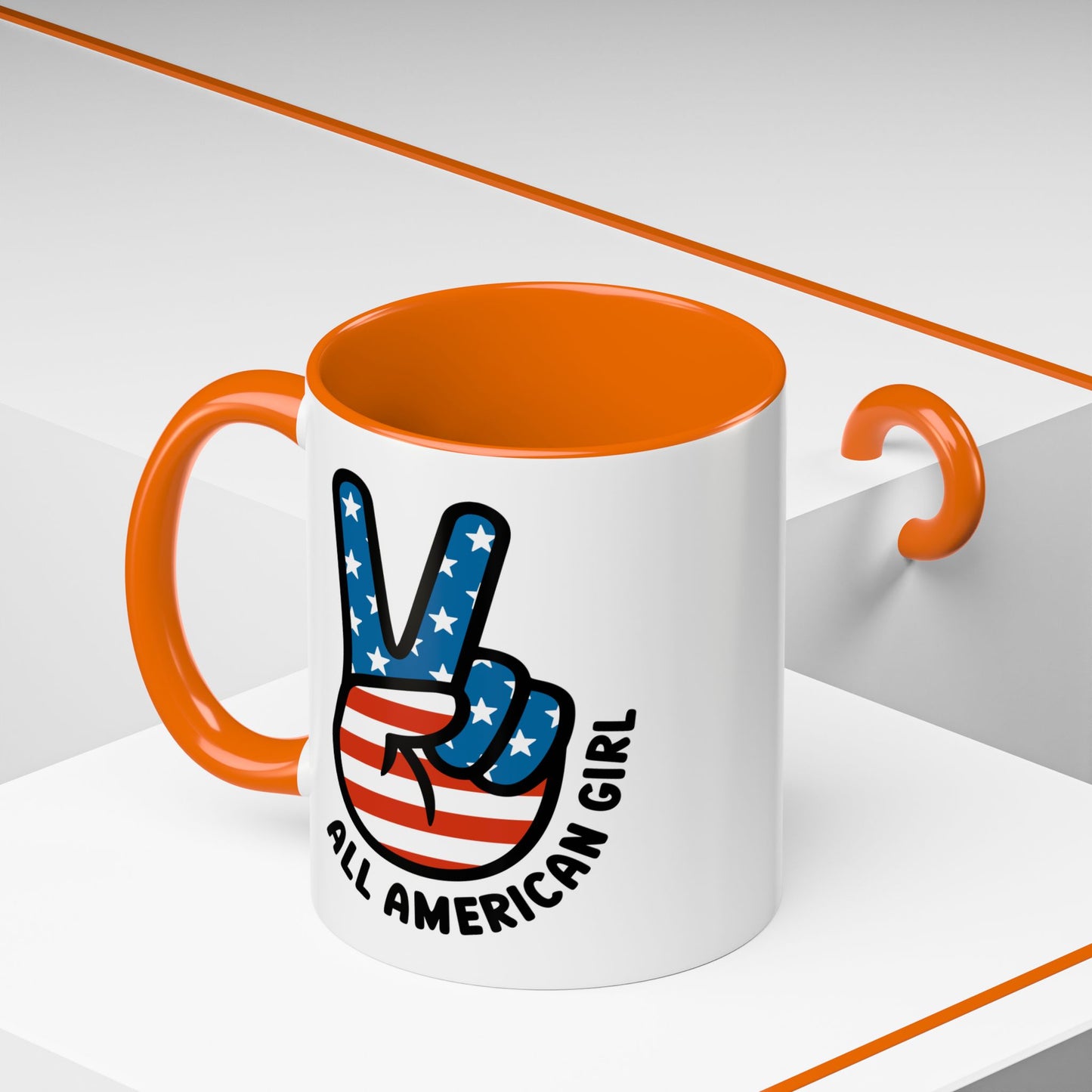 4th of July Mug - All American Girl Peace Sign