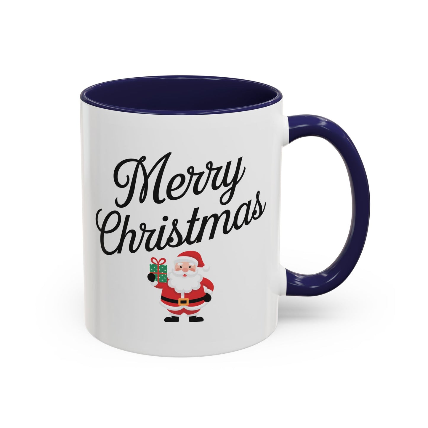 Christmas Mug - Merry Christmas Black Text Santa Present