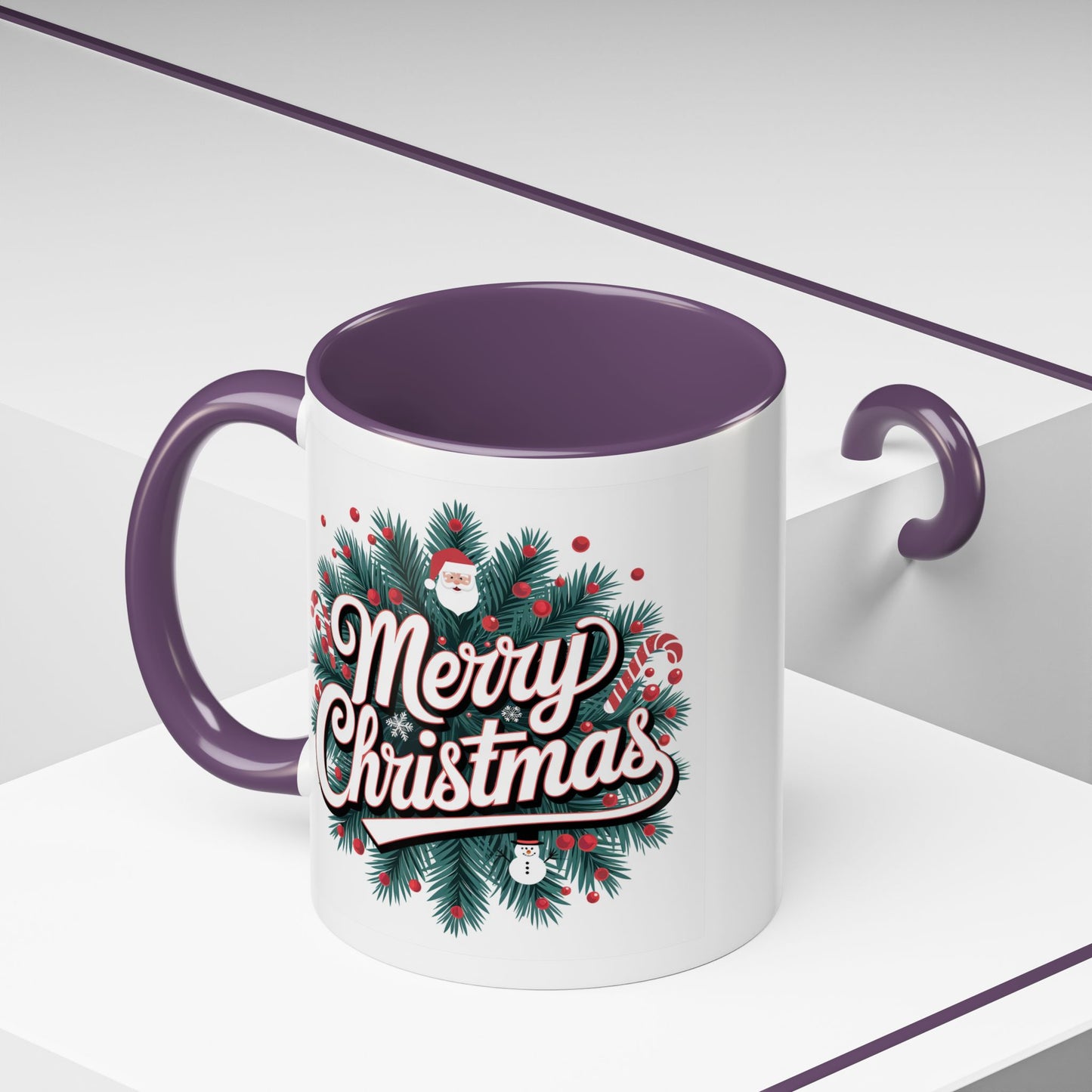 Christmas Mug - Merry Christmas White & Red Embossed Text