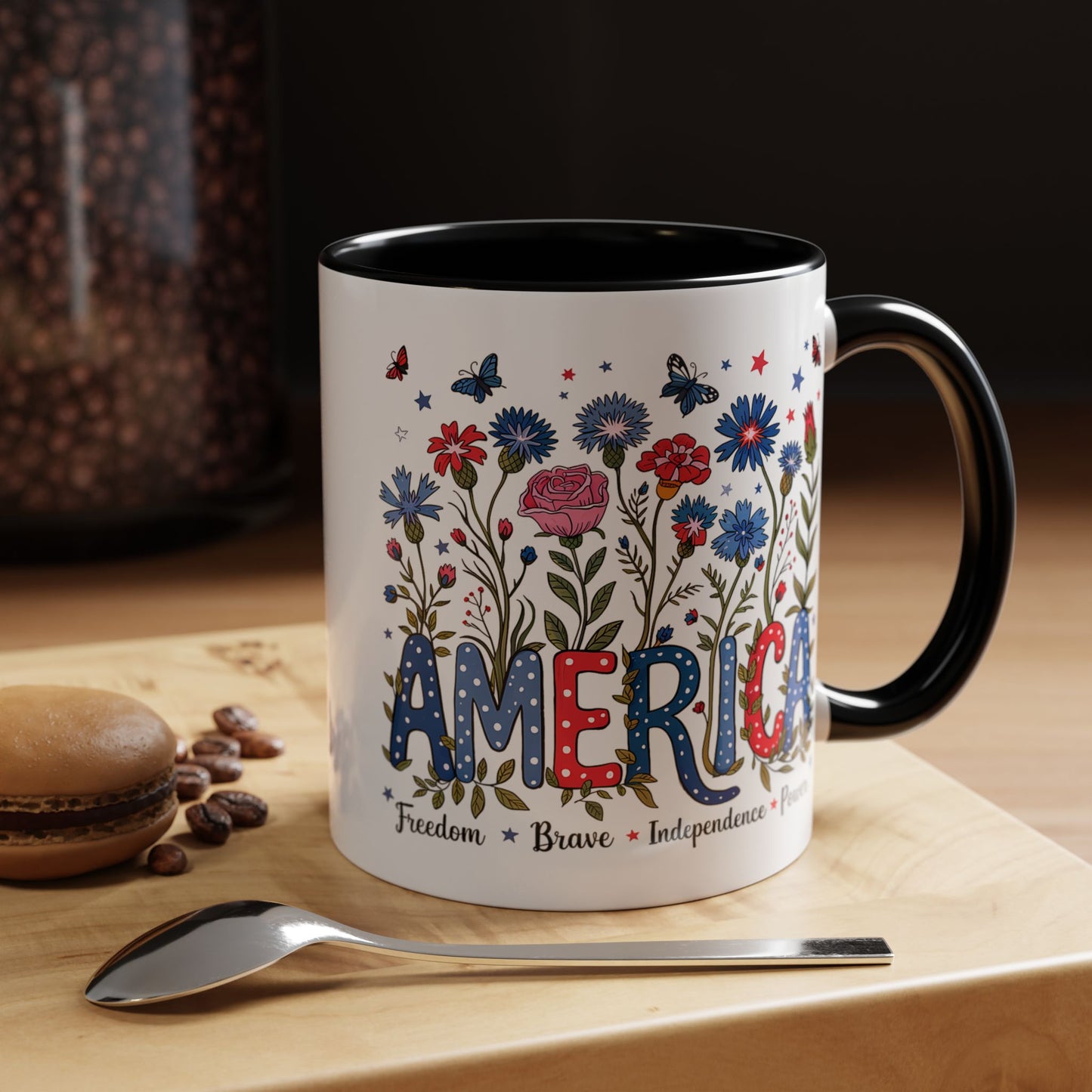 4th of July Mug - Floral America Patriotic