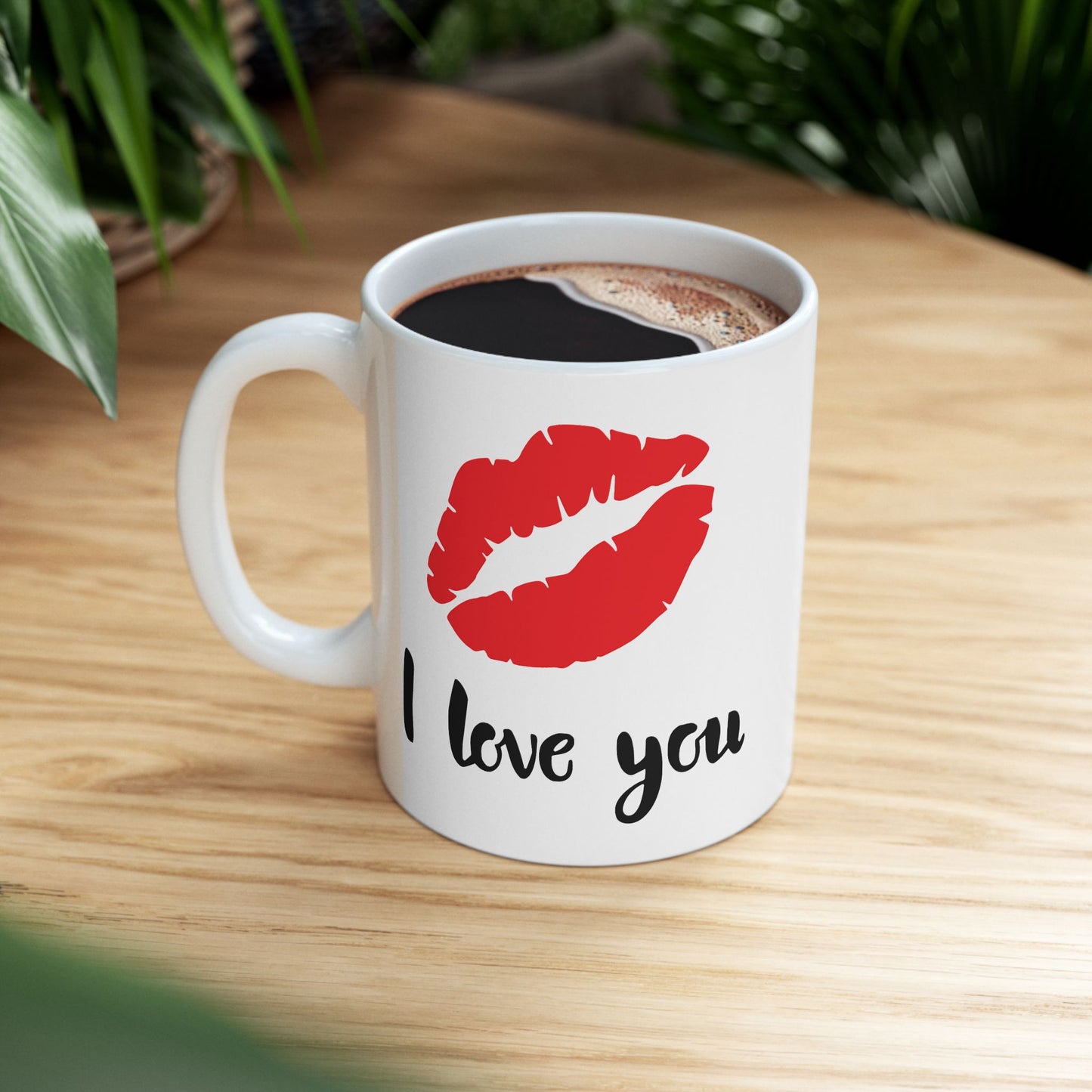 Valentine's Day Mug - I Love You Lipstick Kiss