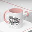 Christmas Mug - Merry Christmas Black Text Red Ornaments