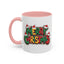 Christmas Mug - Merry Christmas Green Yellow & Red Text Hats