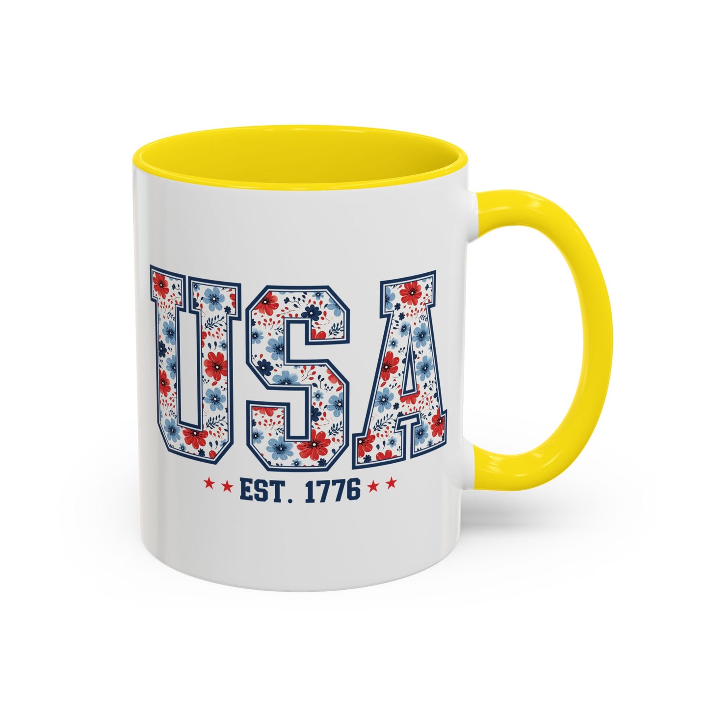 4th of July Mug - USA EST 1776 Floral