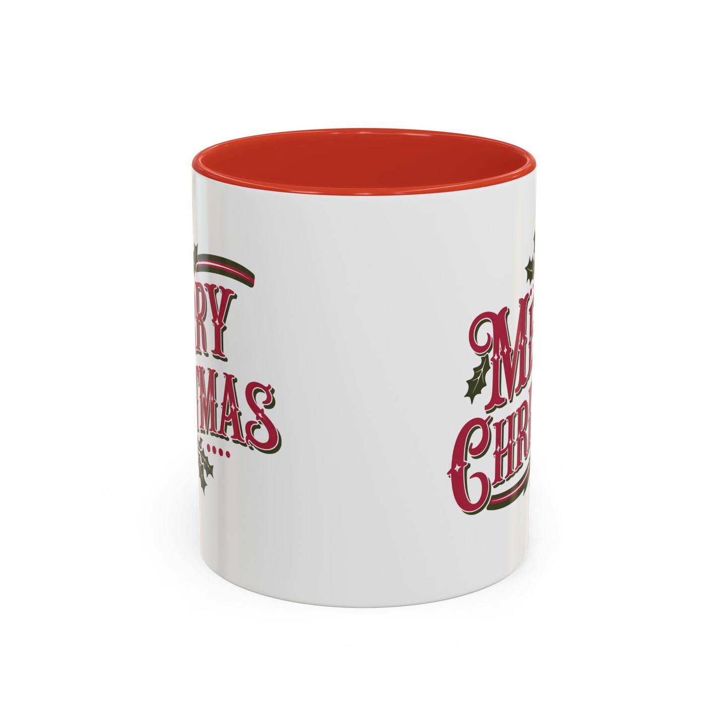 Christmas Mug - Merry Christmas Maroon & Green Text Decorations