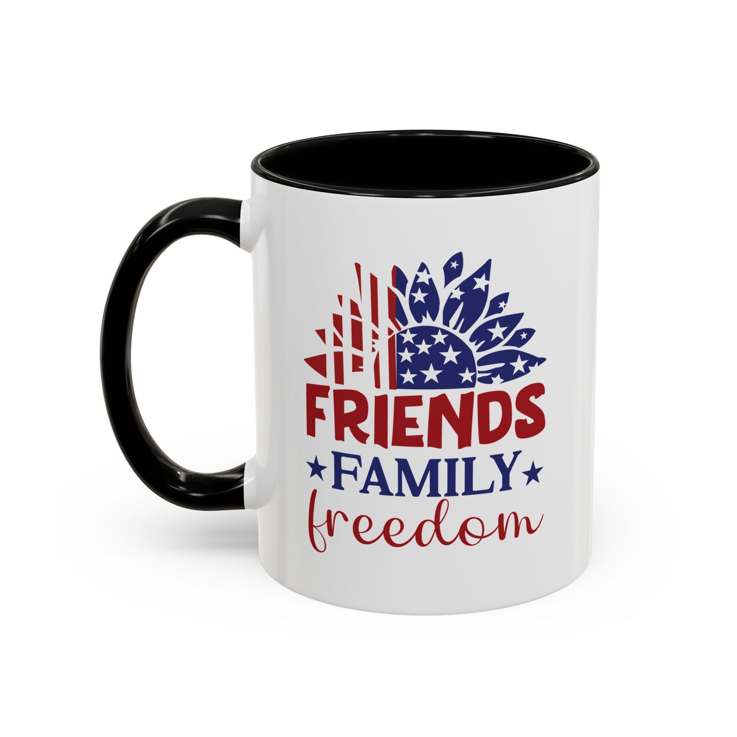 4th of July Mug - Friends Family Freedom Sunflower