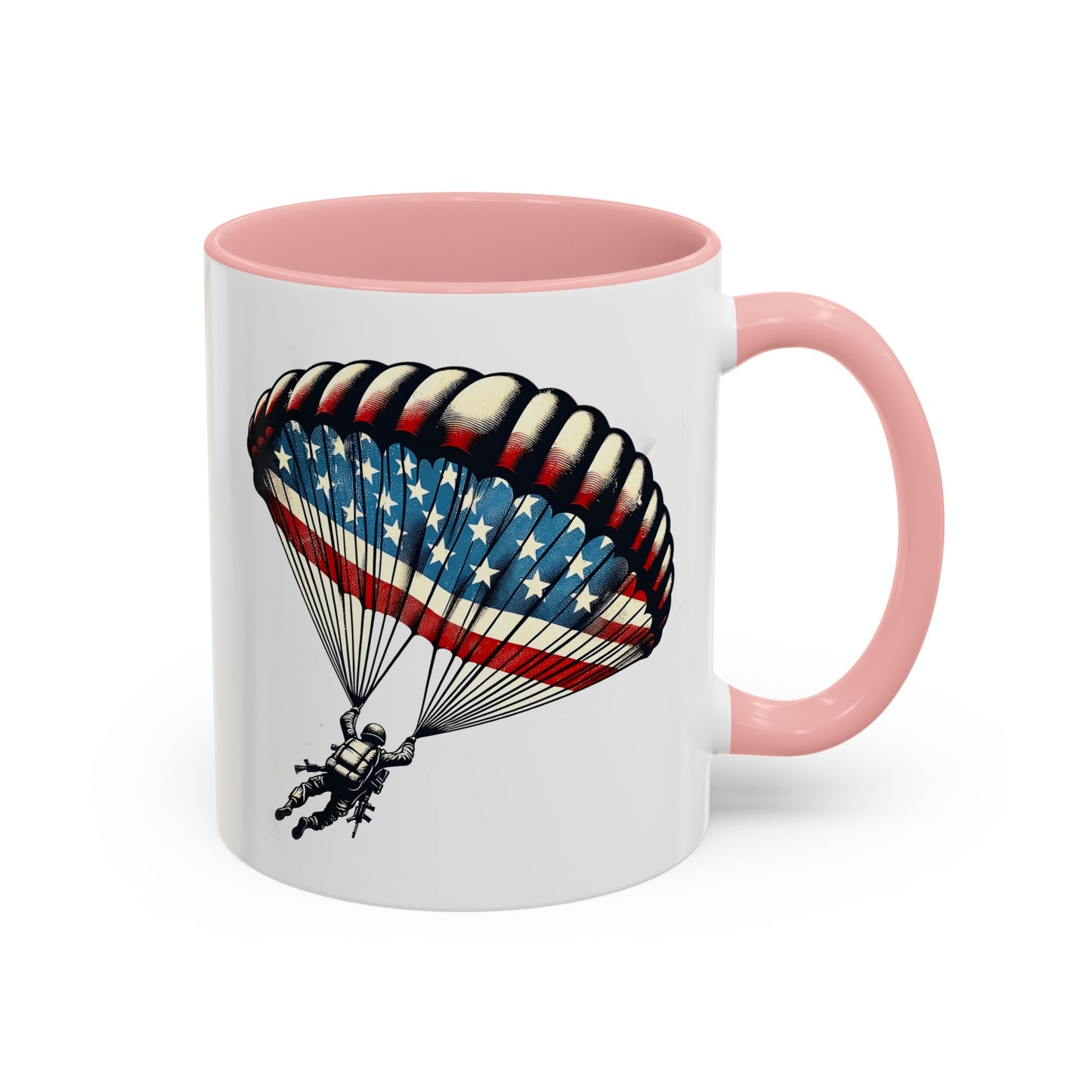 4th of July Mug - Airborne Soldier Parachute Flag