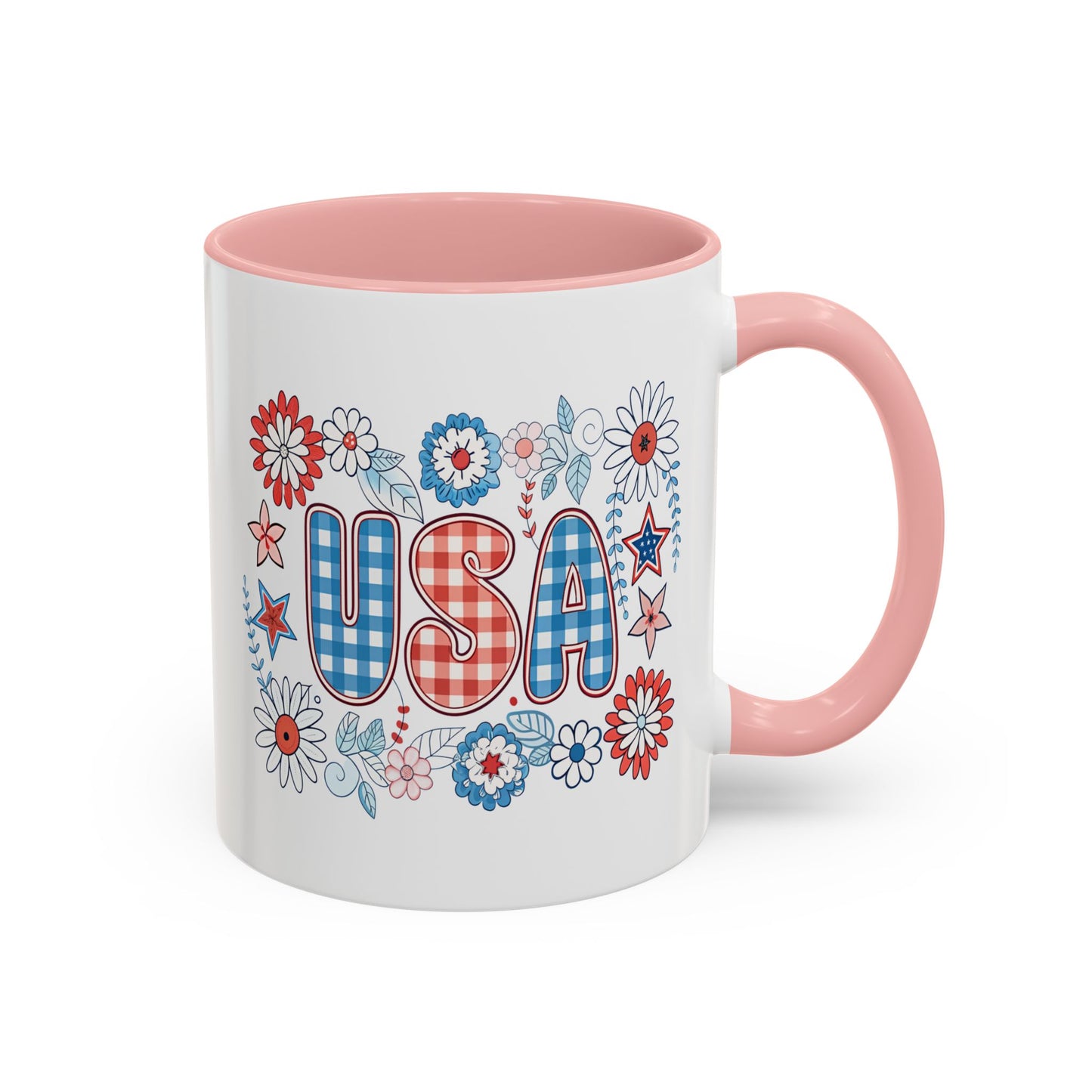 4th of July Mug - USA Preppy Floral