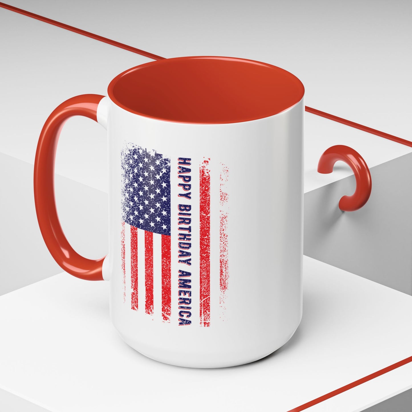 4th of July Mug - Happy Birthday America Flag