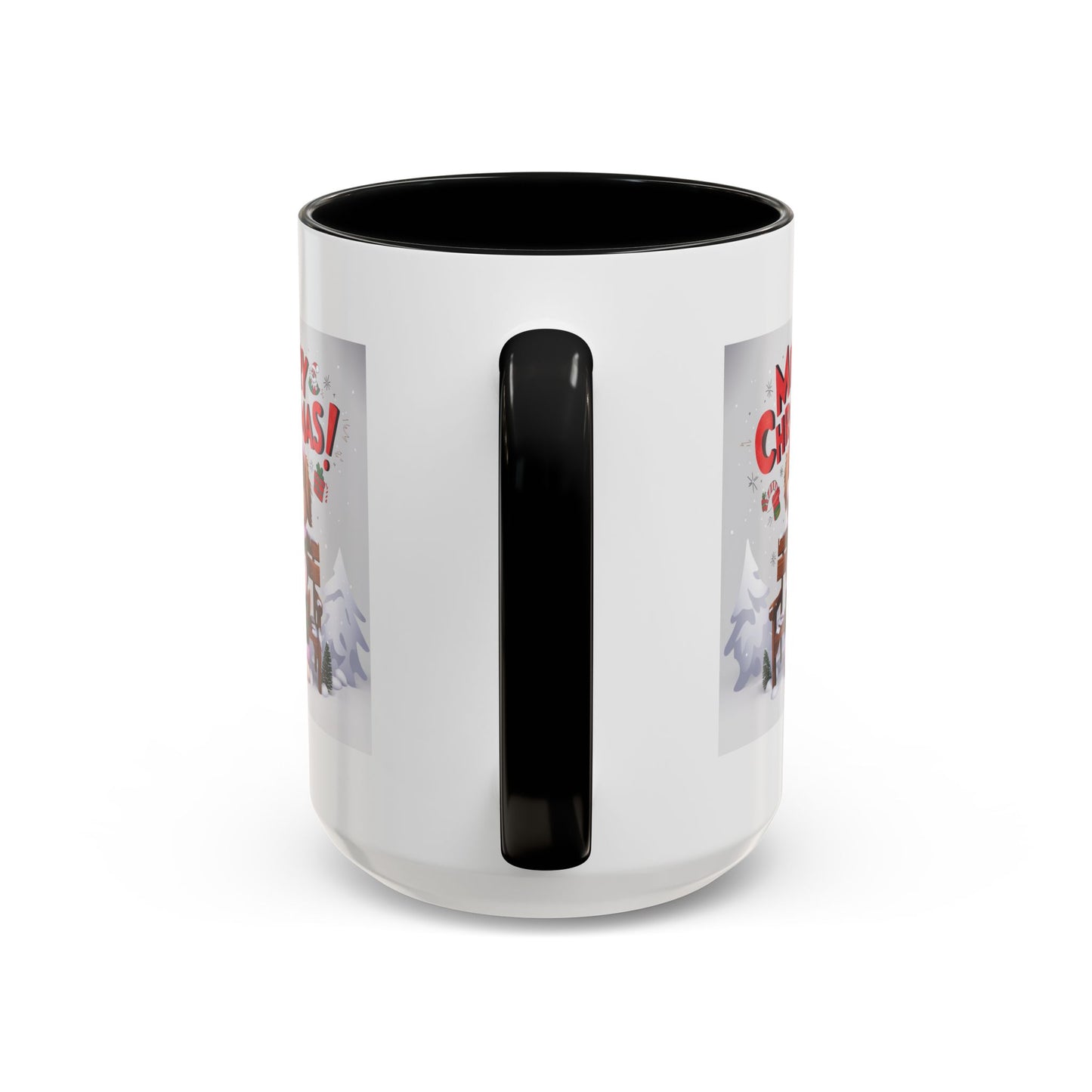 Christmas Mug - Merry Christmas Red Text Puppy Green & Red Top