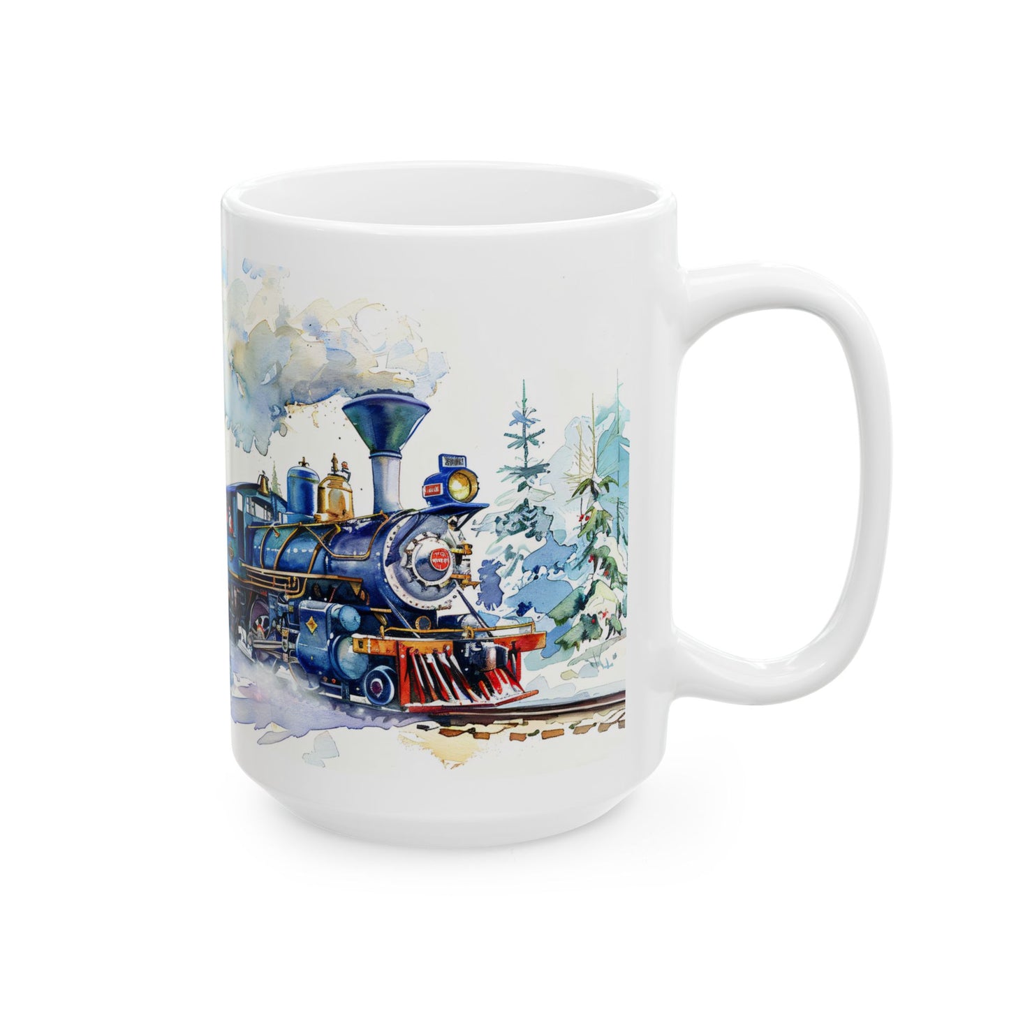 Christmas Mug - Snowy Landscape Train Wrap 3