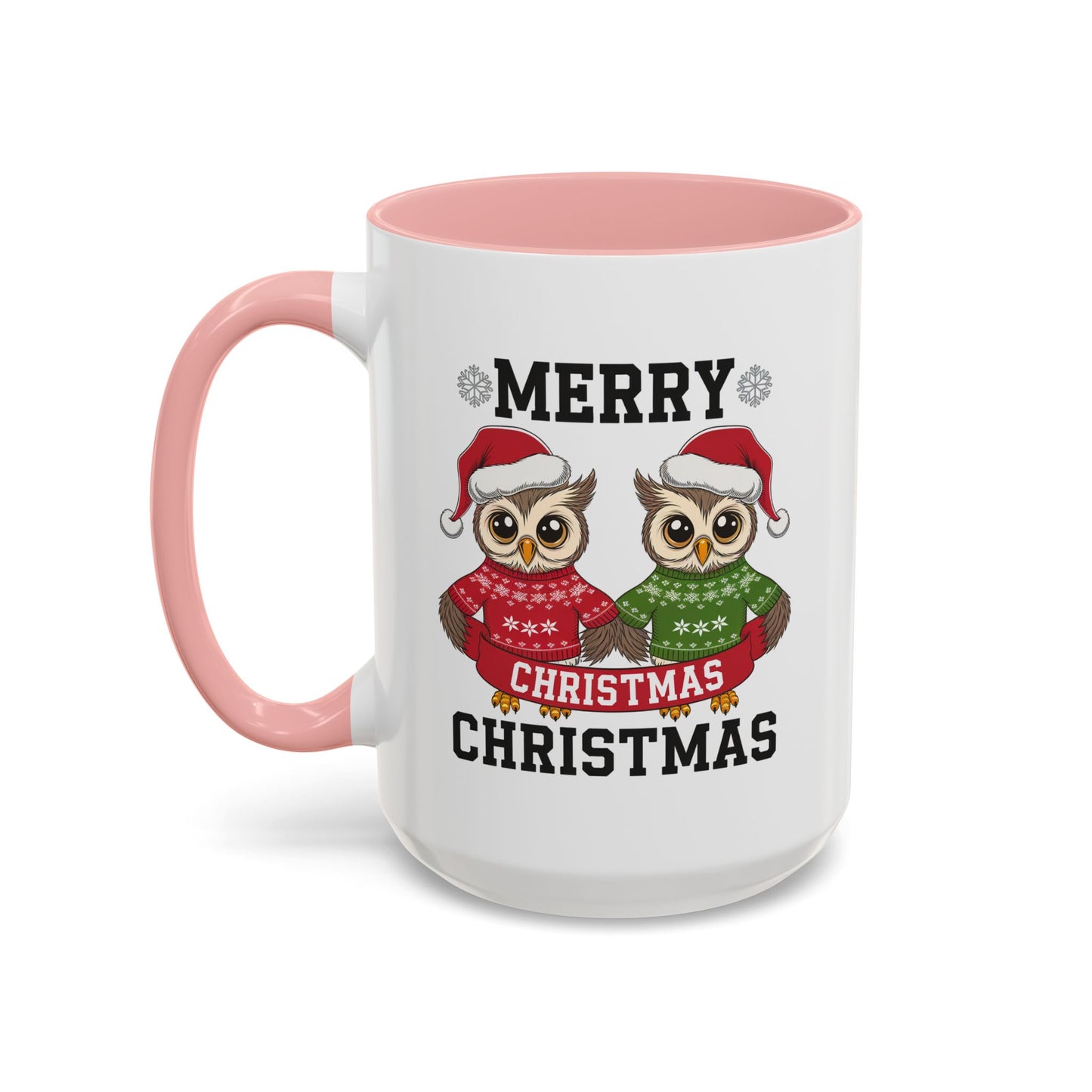 Christmas Mug - Merry Christmas Black Text Owls