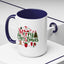 Christmas Mug - Merry Christmas Red & Green Text Santa Reindeer Tree Sleigh Ornaments