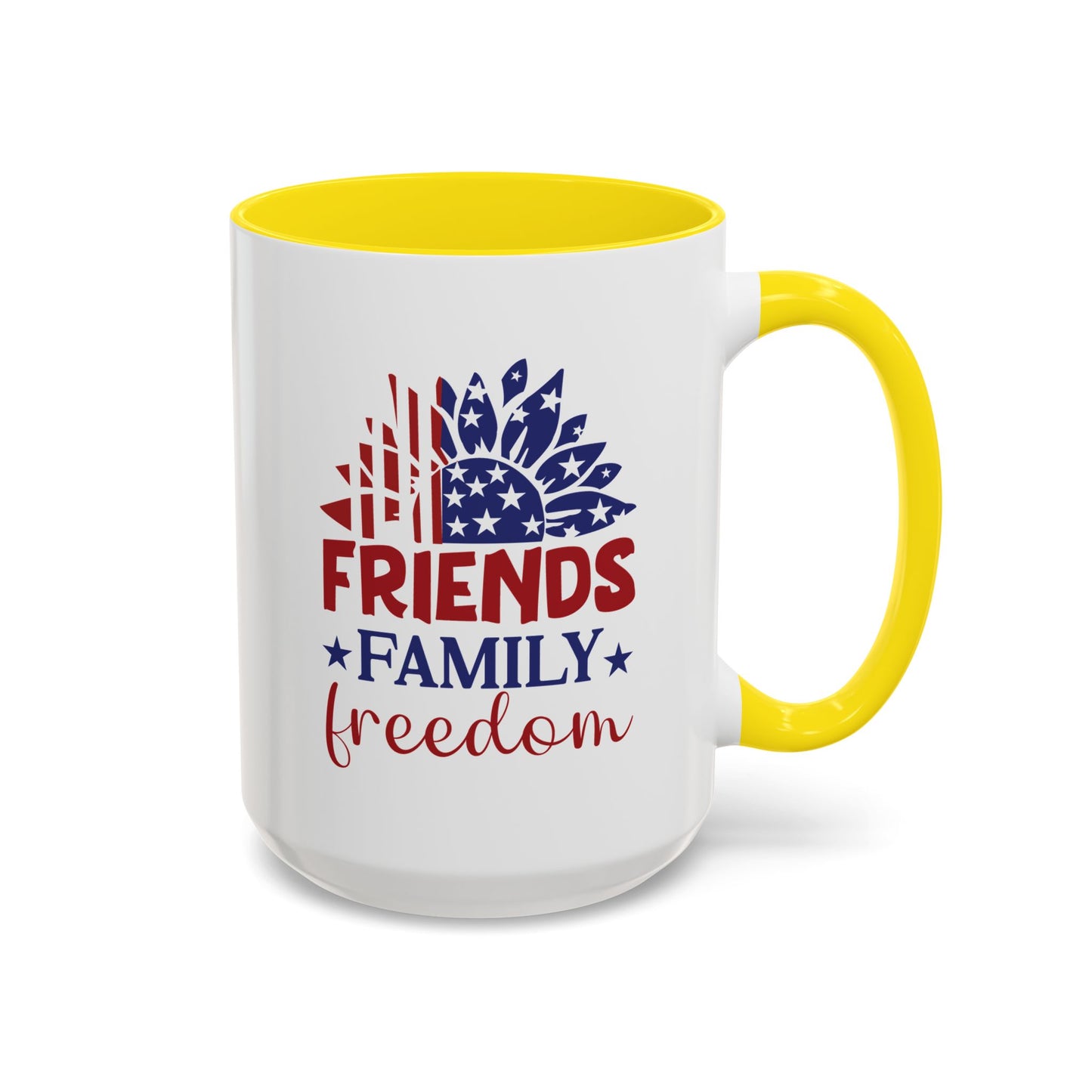 4th of July Mug - Friends Family Freedom Sunflower