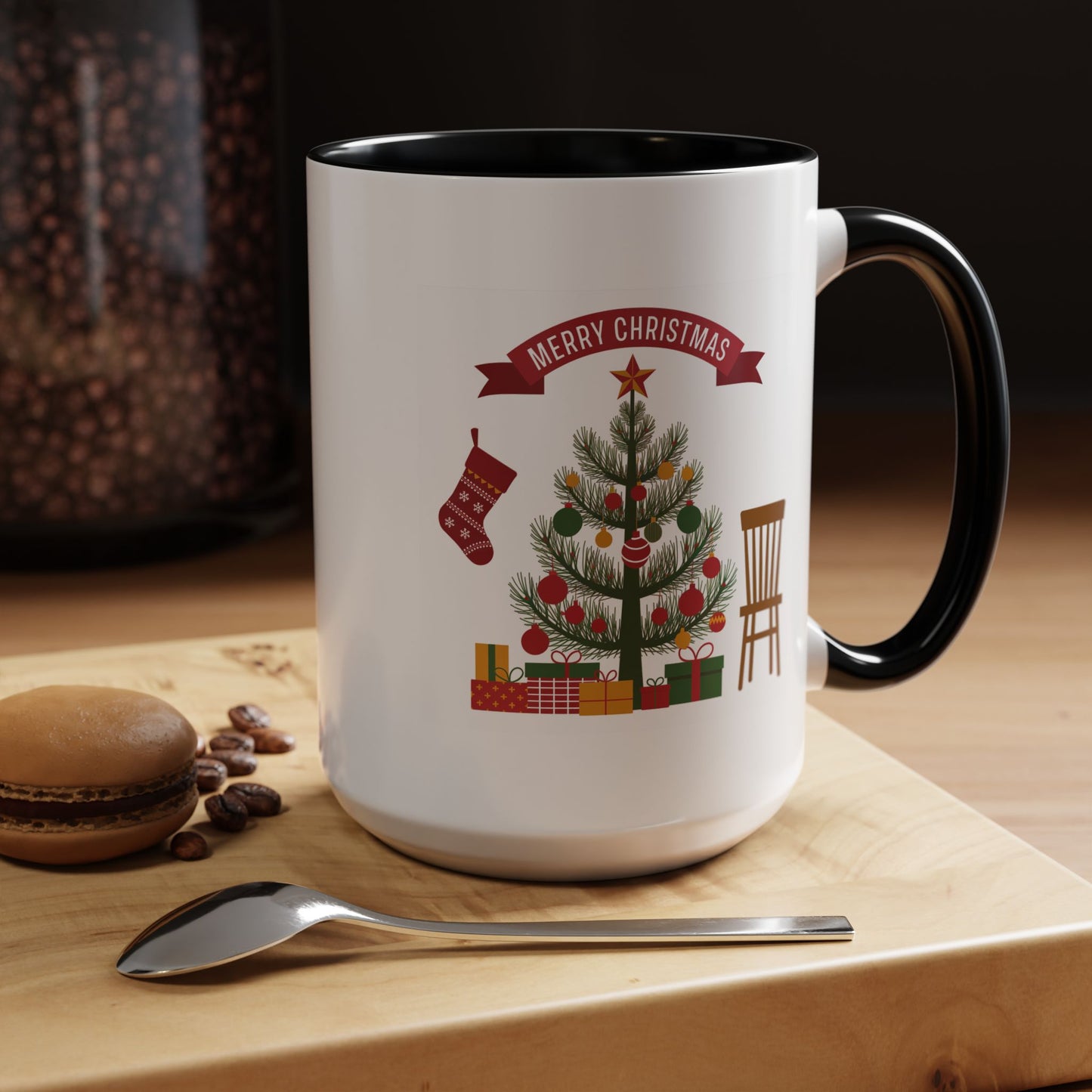 Christmas Mug - Merry Christmas Banner Tree Presents