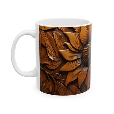 Artistic Mug - Wood Carved Flower
