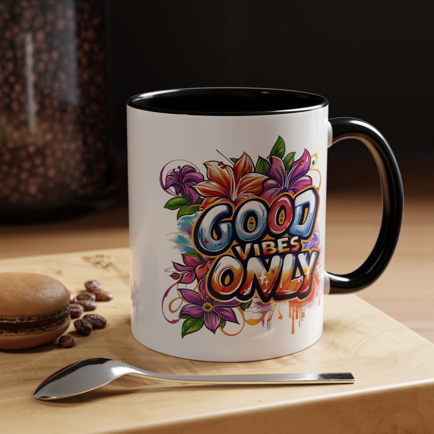 Wellness Mug - Good Vibes Only Graffiti Flowers