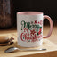 Christmas Mug - Merry Christmas Green & Red Text Star Candy Cane Stocking Snowflake